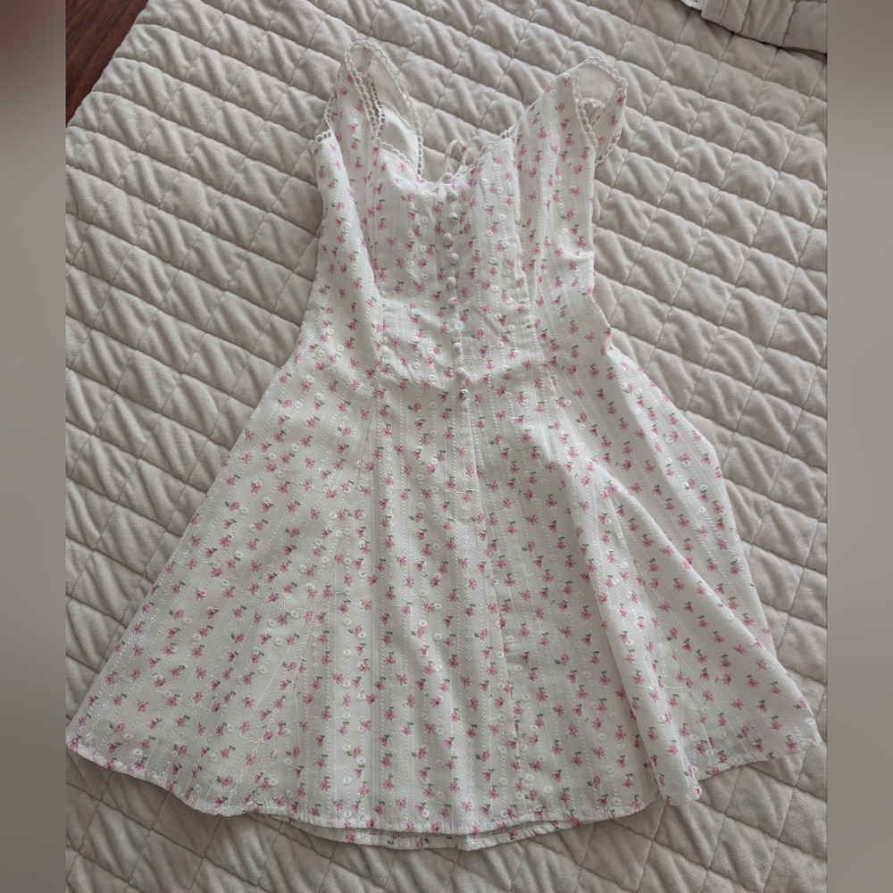 Altar'd State White Sundress with Pink Floral Print